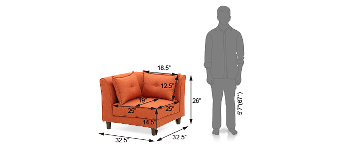 Mara Modular Fabric Sofa (Rust)